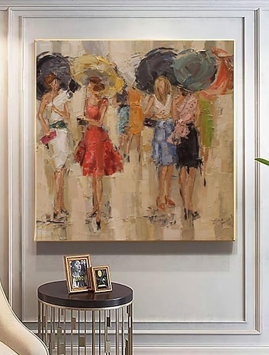 pintura a óleo artesanal lona arte da parede decoração moderna figura abstrata rua moda mulher para decoração de casa rolou pintura sem moldura não esticada