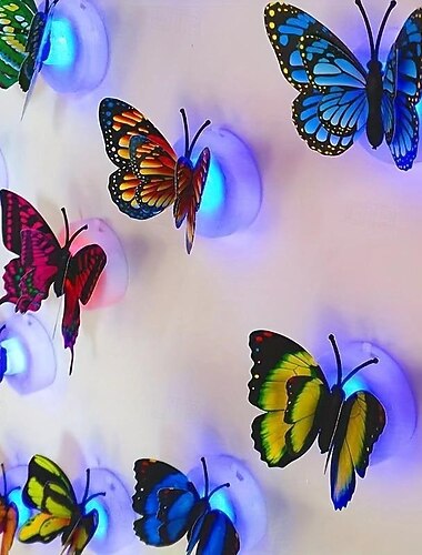 10 stuks 3D-nachtlampje van kleur veranderend schattig vlinder led-nachtlampje, geschikt voor slaapkamer, badkamer, toilet, trap, keuken, hal, compact nachtlampje, warm wit