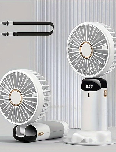 Foldable Personal Mini Fan – USB Rechargeable Handheld Fan with LED Display and 5 Speeds, for Home Office Travel Camping