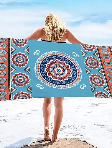 Strandtuch, 100 % Mikrofaser, Mandala-Serie, übergroßes Strandtuch, 88,9 x 177,8 cm, großes Badetuch für Teenager und Erwachsene, schnelltrocknend, saugfähig, weich, vielseitig für Reisen, Bad und