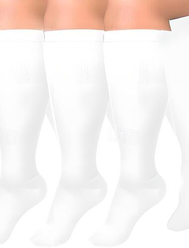 3 Pairs Plus Size Compression Socks for Women & Men, 15-20mmHg Extra Wide Calf Knee High Stockings for Circulation Support