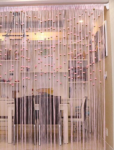 rideau de porte en fil de rose, rideau de porte en fil de rose 39x79 pouces, cadre de porte d'intimité, rideau de porte en fil de rose à pompon pour décoration de maison, portes et fenêtres,
