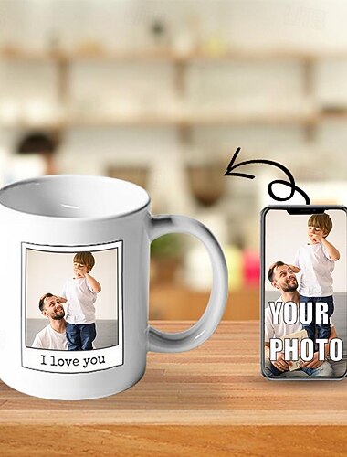 Spersonalizowany kubek na zdjęcie dla par idealny prezent dla taty 11oz ceramiczna filiżanka do kawy na wesele dla rodziny męża na urodziny Boże Narodzenie rocznicę