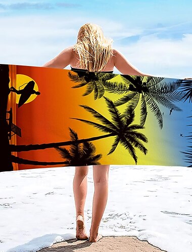 Sommer-Strandtuch, schnelltrocknend, tropisches, böhmisches Regenwald-Meeresschildkröten-Pflanzentuch, weiches und schnelltrocknendes Strandtuch, super saugfähig, weiche Mikrofaser, Sandpool, Bad,