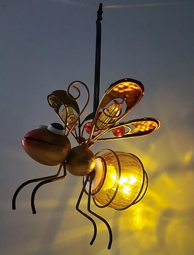 led lysande simulering insekt järn ornament kreativa målade hantverk hängen med långa vingar myror fjärilar hem innergård trädgård dekoration hängen 1st