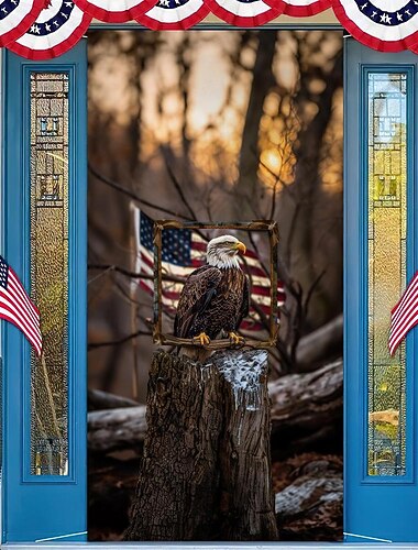 7月4日 独立記念日 イーグル ドアカバー ミューラル デコレーション ドアタペストリー ドアカーテン デコレーション バックドロップ ドアバナー フロントドア用 リムーバブル 屋内外 家 部屋のデコレーション ファームハウス