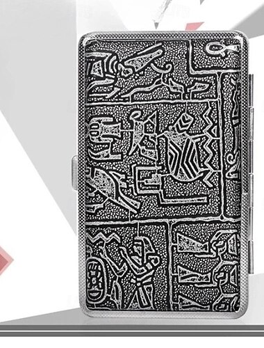 cigarreira de couro com tira elástica, estrutura de metal, comporta 20 cigarros, suporte protetor para cigarros enrolados à mão