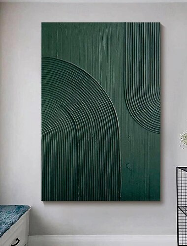キャンバスに手描きされた白い抽象画、手作りの 3D テクスチャ ウォール アート、緑のモダンな絵画、手作りのキャンバス アート ペインティング、リビングルームの装飾、トレンディなアートワーク、ホーム デコレーション、ホテルのアート作品