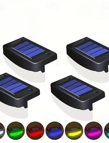 1個のソーラーステップライト、屋外防水ソーラーデッキライトフェンスライトが中庭を照らしますRGB120角度グロー
