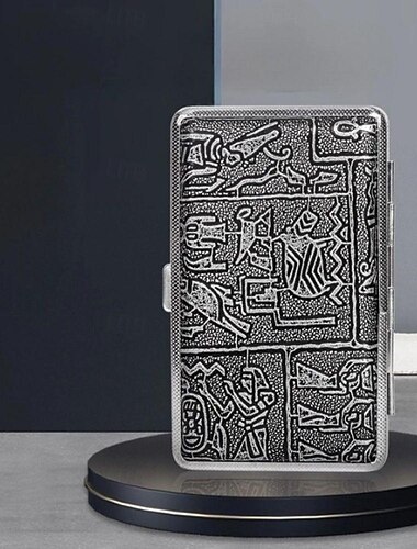 ανδρική ταμπακιέρα με ελαστικό λουράκι, φορητή, μικτά σχέδια, χωράει 20 τσιγάρα