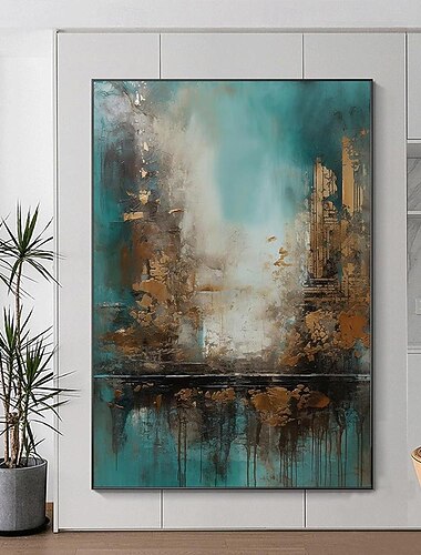 Ręcznie robiony obraz olejny na płótnie dekoracja ścienna abstrakcyjna architektura krajobraz do wystroju domu zwinięty obraz bezramowy, nierozciągnięty