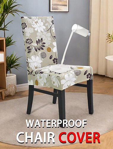 כיסוי כיסא אוכל עמיד למים כיסוי כיסא אוכל עם גב גבוה עיצוב עמיד ומגן עמיד בפני שפיכות וכתמים בד רך ונוח מושלם לבית ולמסעדה