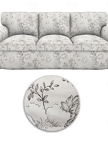 Housse de canapé 100% coton motif floral matelassée