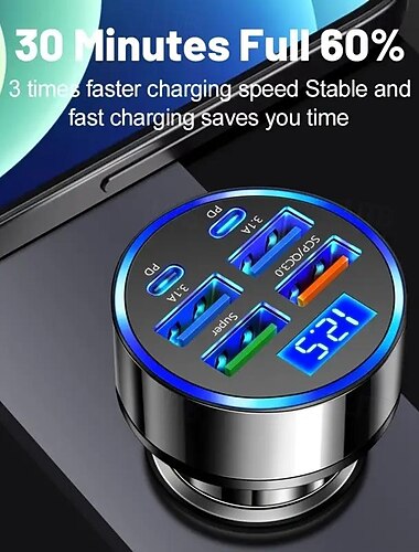 Ladestation 66 W Ausgangsleistung 6 Port Auto-Ladegerät für mehrere Geräte Sicherheitsschutz Für iPad Xiaomi Uhr Notebook