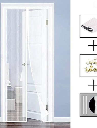 Tela de Porta Magnética Tela de Porta Pesada com Fechamento Magnético Mantém Insetos Fora Amiga de Animais de Estimação e Crianças Tela de Porta Mãos Livres