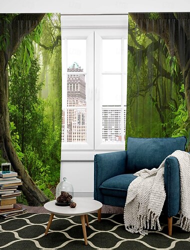 2パネル フォレスト 竹製カーテン ドレープ 遮光カーテン リビングルーム 寝室 キッチン 窓用 断熱 部屋を暗くする