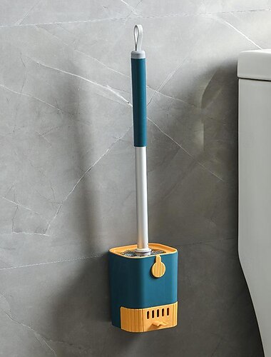 1 set perie de toaletă cu suport set perie de curățare toaletă cu mâner lung montată pe perete cu suport perie de curățare vas de toaletă flexibilă fără colț mort perie de curățare a băii consumabile