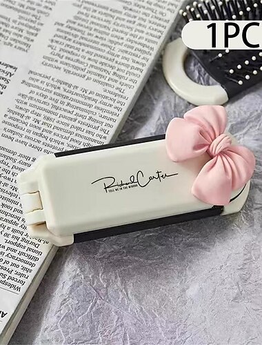 Mini-Klapp-Haarbürste mit Spiegel - tragbarer antistatischer Massagekamm für unterwegs, zur Kopfmassage und zur Haarpflege für Frauen