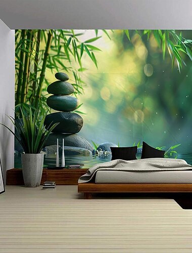 Nature zen méditation tapisserie suspendue art mural grande tapisserie décor mural photographie toile de fond couverture rideau maison chambre salon décoration