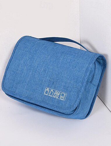 Neceser impermeable de gran capacidad con ganchos - Bolsa de viaje unisex para champú, maquillaje y accesorios de baño de tamaño completo - Incluye juego de brochas de maquillaje de viaje