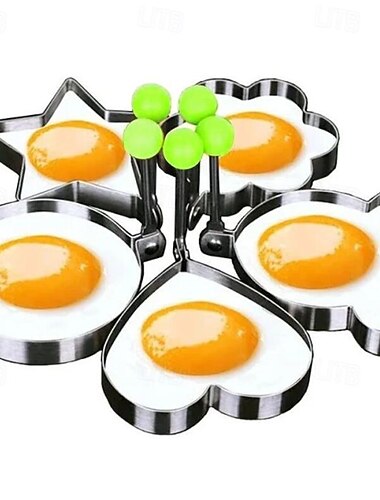  طقم مكون من 5 قطع قالب بيض مقلي حلقات بان كيك على شكل قالب عجة مقلي بيض أدوات طبخ مستلزمات مطبخ ملحقات أداة