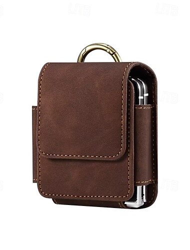 Herren für Samsung Z Flip 6/5/4/3/2/1 universelle Handytasche Lederhülle Gürtel Hüfttasche Stütze PU-Leder-Tasche Handy-Geldbörse Vintage Gürtel Handy-Schutzhülle