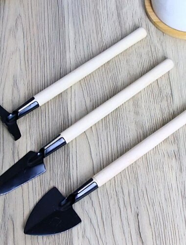 3-teiliges Deluxe-Gartenwerkzeug-Set - leichte Aluminiumschaufel &Rechen für Sukkulenten-Blumenbeete &lockerer Boden - ergonomischer Griff ideal für kompakte Gartenarbeiten