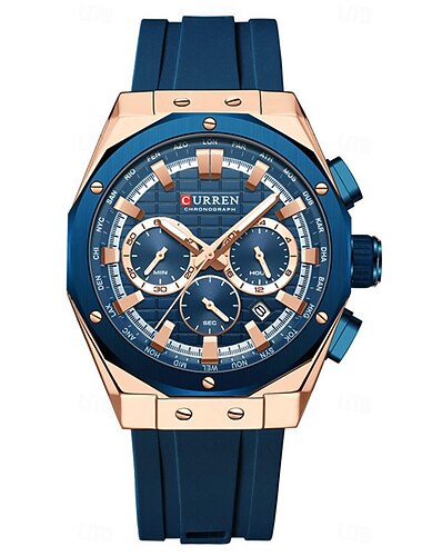 Reloj de Cuarzo CURREN para Hombres Outdoor Fashion Casual Reloj de Pulsera Luminous Calendario Impermeable Reloj de Gel de Silicona