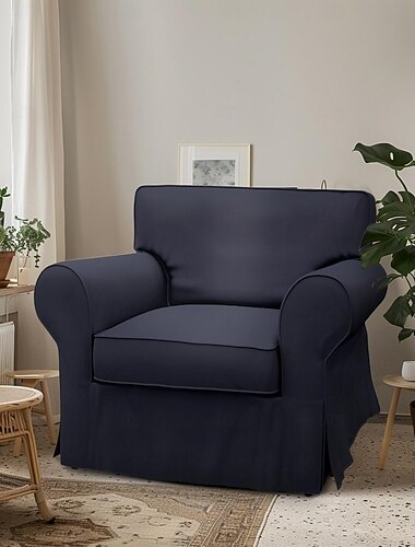 1-Sitzer Baumwolltwill Sesselbezug reguläre Passform mit Pipings maschinenwaschbar