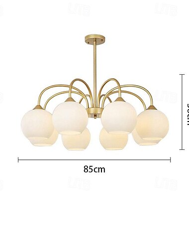 LED-Pendelleuchte, 65/85 cm, 6/8-flammig, Mid-Century-Modern-Kronleuchter mit E27, großer weißer Sputnik-Kugel-Deckenleuchte aus Vintage-Messing, bündig montierte Kücheninsel-Pendelleuchte,