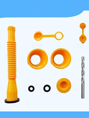 Sostituzione del beccuccio della tanica del gas La lunghezza del beccuccio dell'ugello della tanica del gas è di 10,2 pollici, più facile da usare, adatta per la maggior parte delle taniche di olio da 1/2/5/10 galloni con tappi di sfiato della tanica del 