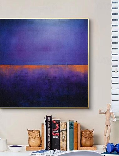 berühmtes handgemaltes orange-lila Kunstwerk von Mark Rothko, handgefertigt auf Leinwand, Expressionismus-Gemälde, große abstrakte Wandkunst für zu Hause, gerahmt und fertig zum Aufhängen