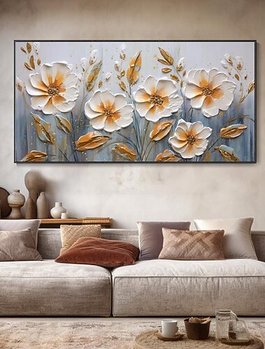 フォラル油絵 手描き抽象 3Dフラワーアート キャンバス油絵 手作り自然風景油絵 家の装飾 バラの花油絵 壁アート 手作りギフト