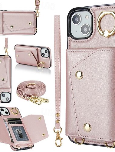 teléfono Funda Para iPhone 17 Pro Max 17 Air 16 15 14 Pro Max Plus 13 12 11 Pro Max Mini Tarjetas billetera Cremallera con cordón con correa de muñeca Retro TPU Cuero de PU