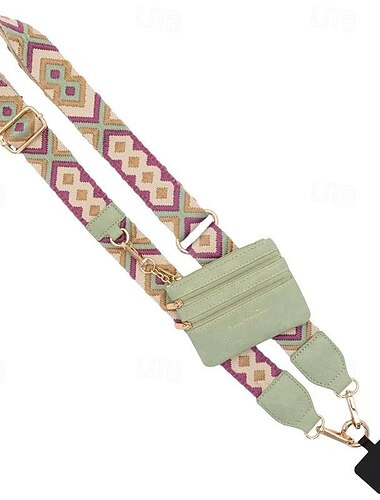 sangle de téléphone avec pochette zippée bandoulière réglable en toile de nylon dragonne amovible  & carte téléphonique suspendue innovante