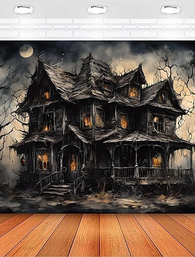 Tapiserie în formă de pădure înfricoșătoare Halloween artă murală tapiserie mare decor mural fundal pentru fotografie pătură cortină decor pentru casă dormitor cameră de zi fantomă sumbră cimitir
