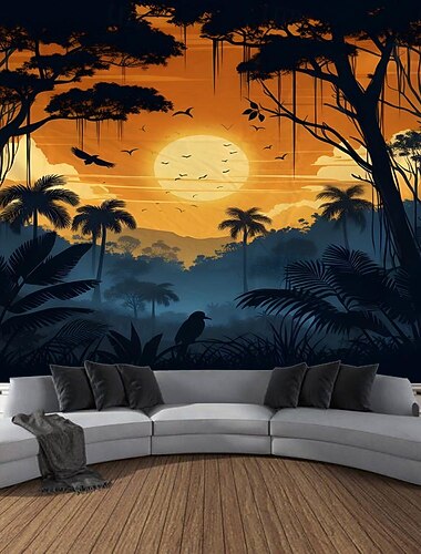 natur solnedgang landskap hengende billedvev veggkunst stor billedvev veggmaleri dekor fotografi bakteppe teppe gardin hjem soverom stue dekorasjon