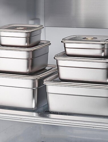 recipient cu vid pentru alimente sus304 cutie sigilată pentru depozitarea alimentelor cutie de prânz bento pentru fructe, în condiții de siguranță pentru frigider, recipient etanș pentru masă (pătrat)