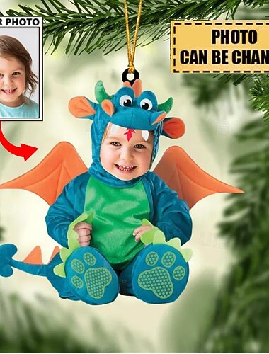 Ornements de Noël Photo Personnalisés en Acrylique 2D Visage de Bébé Ornements de Sapin de Noël Décoration de Noël Pendentif Suspendu Cadeaux
