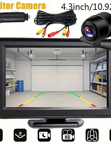 Câmera traseira para carro, câmera led, à prova d'água, hd, 4.3 polegadas, monitor lcd, conjunto completo, sistema de estacionamento para van, rv