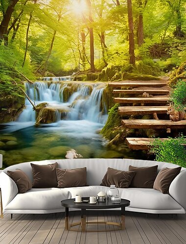 natuur bos hangend tapijt kunst aan de muur groot tapijt muurschildering decor foto achtergrond deken gordijn thuis slaapkamer woonkamer decoratie