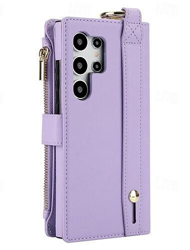 telefon Etui Til Samsung Galaxy S26 Ultra Plus S25 S24 S23 S22 S23 FE S21 Ultra Plus A55 5G A15 A14 Bagcover Tegnebogskortetui Med stativ Ringholder Lynlås Kontor / Business TPU PU Læder