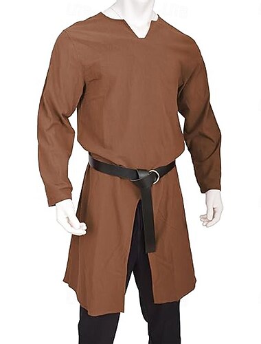 Mittelalterlich Renaissance 17. Jahrhundert Taillengürtel Hemd Tunika Ranger Elfen Bogenschießen Kostüm Herren Vikinger Fantasie Halloween Karneval Maskerade LARP Erwachsene Hemd Taillengürtel