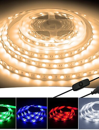  USB LED Strip Lights USB with Switch Control USB TV Backlight Bar Multicolor 5050 SMD 60LED / Meter Warm White Red Blue