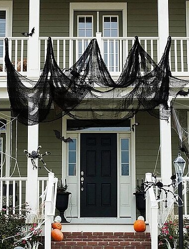  halloween svart läskigt tyg läskigt gasväv dörröppningar webbnät tyg för spökhus läskiga och kusliga halloween-dekorationer