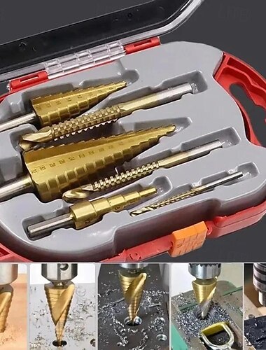 nopea avarruspagodasahateräsarja 6 kpl porrasporanterät sahaporasarja hss titaanijyrsin puuntyöstöön metallisydämen reiän avaaja 4-12 4-20 4-32mm 3 6 8mm