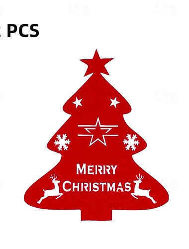 12 st julkniv gaffelhållare filt julgran stjärnform ficka bestickpåse nyårsfest middag bord dekoration organisatör