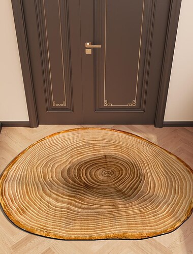Tapis de Porte Tapis de Sol antidérapant Anneau d'arbre 3D Tronc en Bois bûche d'impression Tapis Tapis de Bain Waterasorb pour intérieur extérieur Patio Chambre Cuisine Bureau