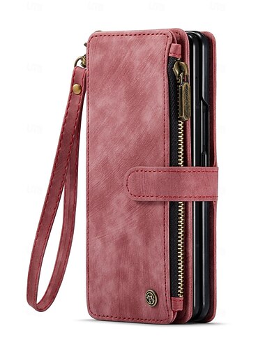 teléfono Funda Para Samsung galaxia Plegado en Z 6 Z Fold 5 Z Fold 4 Z Fold 3 Tarjetas billetera Cremallera con ranura para bolígrafo Mate esmerilado Retro