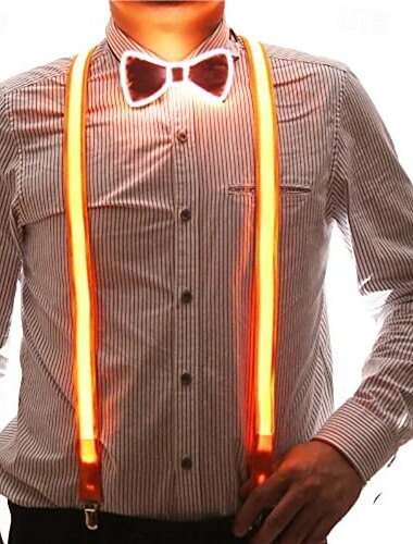 1 סט led זוהר בחזרה רצועת עניבת פרפר סט מסיבת גברים ליל כל הקדושים חג המולד חתונת פסטיבל בר קישוט מסיבה